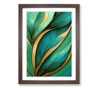 Ivy Leaf Expressionism Style Vol.2 Framed Print | A2 Walnut Framed Wall Art | Ready to Hang | Eclectic Floral Picture | Living Room Bedroom Lounge Office