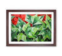 Ivy Leaf Geometric Framed Print | A2 Walnut Framed Wall Art | Ready to Hang | Modern Floral Picture | Living Room Bedroom Lounge Office