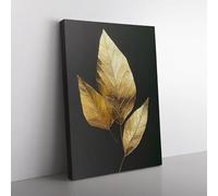 Ivy Leaf Gold Vol.1 Canvas Wall Art Print Ready to Hang, Framed Picture for Living Room Bedroom Home Office Décor, 76x50 cm (30x20 Inch)