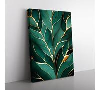 Ivy Leaf Marbling Canvas Wall Art Print Ready to Hang, Framed Picture for Living Room Bedroom Home Office Décor, 76x50 cm (30x20 Inch)