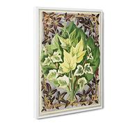Ivy Leaves By Shirley Hibberd Vintage Canvas Wall Art Print Ready to Hang, Framed Picture for Living Room Bedroom Home Office Décor, 20x14 Inch (50x35 cm)