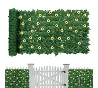 Ivy Privacy Screen with Artificial Sunflower Decorative Cover, 1 x 3 m Artificial Balcony Plants Privacy Screen Mats, for Outdoor Garden Path, Garden, Balcony, Home