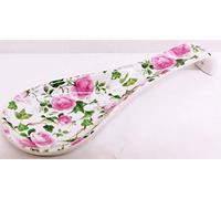 Ivy Rose Pink Porcelain 22 cm Medium Spoon Rest Pink Roses Floral Ceramic Spoon Hand Decorated UK