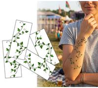 Ivy Vine Temporary Tattoos - 4 Pack Green Leaf Tattoos - Wrap Around Arm, Wrist or Leg - Poison Ivy Costume, Festival & Cosplay