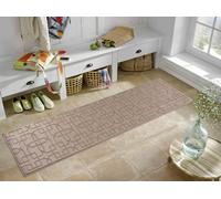 Ivy Washable Cubed Trellis Design Anti Slip Doormats Beige 80X300 Cm