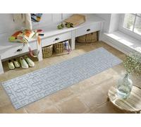 Ivy Washable Cubed Trellis Design Anti Slip Doormats Dark Grey 60X220 Cm
