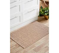 IVY Washable Door Mat Kitchen Mats Non Slip Cubed Trellis Design Kitchen & Hall Runners Doormats, Beige, 40×60 cm