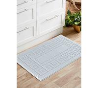 IVY Washable Door Mat Kitchen Mats Non Slip Greek Key Design Kitchen & Hall Runners Doormats, Silver, 120x160 cm