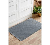 IVY Washable Door Mat Kitchen Mats Non Slip Trellis Design Kitchen & Hall Runners Doormats, Dark Grey, 80x150 cm