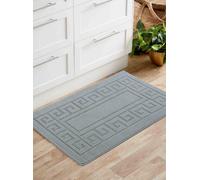 Ivy Washable Greek Key Design Anti Slip Doormats Dark Grey 60X110 Cm