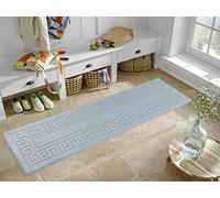 B&Q Door Mat IVY Washable Non-Slip Greek Key Design Dark Grey 80x300 cm