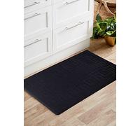 Ivy Washable Non-Slip Greek Key Kitchen Floor Mat, Black, 80x150cm