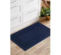 B&Q Washable Door Mat IVY - Non-Slip Greek Key Design Navy 80x150 cm