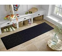 Ivy Washable Non-Slip Siam Hallway Runner Mat, Black, 60x220cm