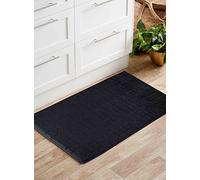 IVY Washable Door Mat Kitchen Mats Non Slip Cubed Trellis Design Kitchen & Hall Runners Doormats, Black, 50x80 cm