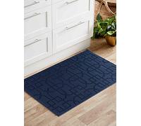 B&Q Doormat IVY – Machine-washable, Non-slip Cubed Trellis Design, Navy 50x80 cm