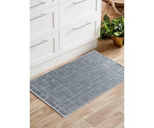 Ivy Washable Non-Slip Siam Kitchen Door Mat, Silver, 40x60cm