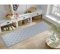 Ivy Washable Non-Slip Trellis Hallway Runner Mat, Dark Grey, 80x300cm
