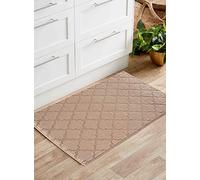 IVY Washable Door Mat Kitchen Mats Non Slip Trellis Design Kitchen & Hall Runners Doormats, Beige, 50x80 cm