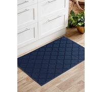 Ivy Washable Non-Slip Trellis Kitchen Door Mat, Navy, 50x80cm