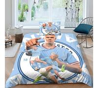 IVYARD 3 Pieces Erling Haaland Duvet Cover,3D Printed Bedding Set,Pillowcases,Hidden Zipper,Microfiber Sport Football Star Quilt Cover,Breathable Comforter Cover for Girls Boys Single（135x200cm）