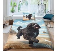 IVYARD Newfoundland Dogs 3D Printed Quilt Cover Set 3 Pieces Bed Duvet Set Soft Microfiber with Zipper Closure，Pillowcases for Teens And Adults Single（135x200cm）