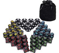 IvyFieldDice 50pcs Assorted D10 Opaque Black with Black Dice Bag 10 Sides Dice for Tabletop RPG World of Darkness Vampire (0-9)