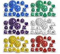 IvyFieldDice 6 Sets Complete Polyhedral Dice Set D3-D100 (15 pcs) for TRPG Tabletop Games (Multi-Color)