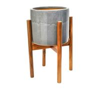 Ivyline Anzio Indoor Ceramic Planter & Wood Stand, 24cm