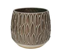 Arles Leaf Embossed Plant Pot Brown