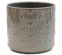 Ivyline Planter, Earthenware, Grey Butterfly, D17.5cm x H17cm