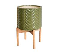 Ivyline Aspen Chevron Planter - Olive Green - Large