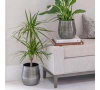 Ivyline Bell Bottomed Planter - Antique Pewter Finish - Classic Decorative Indoor Home House Plant Flower Pot - 22cm