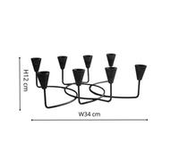 Ivyline Black Circular 8 Pc Candle Holder H12Cm W34Cm