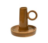 Ivyline Bowen Dinner Candle Holder in Fawn with Convenient Handle - Modern Elegant Candlestick Home Decoration - H10 x D10 cm