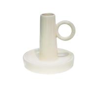 Ivyline Bowen Dinner Candle Holder in Linen with Convenient Handle - Modern Elegant Candlestick Home Decoration - H10 x D10 cm