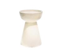 Ivyline Bowen Pillar Candle Holder in Linen with Stable Base - Modern Elegant Home Decoration - H14 x D9 cm