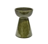 Ivyline Bowen Pillar Candle Holder in Moss with Stable Base - Modern Elegant Home Decoration - H14 x D9 cm