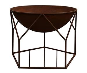Ivyline Buckingham Firebowl with Geometric Stand in Rust - UV Stable, Frost Proof & Durable - Contemporary Stylish Outdoor Firepit - H51cm x W70cm
