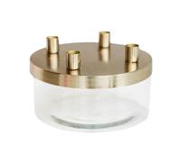 Ivyline Candle Holder with Bowl - Metal/Glass - L20 x W20 x H9.5 cm - Gold Ivyline Gold