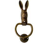 Ivyline Cast Iron Hare Door Knocker - Iron - L4 X W10.5 X H23.5 Cm - Antique Brass
