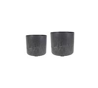 Ivyline Celine Set of Two Recycled Planters in Black - UV Stable and Waterproof Artificial Stone Sustainable Flower Pots - Medium D16cm & Large D19cm