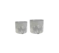 Ivyline Celine Set of Two Recycled Planters in Grey - UV Stable and Waterproof Artificial Stone Sustainable Flower Pots - Medium D16cm & Large D19cm