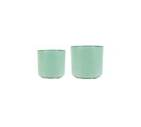 Ivyline Celine Set of Two Recycled Planters in Thyme - UV Stable and Waterproof Artificial Stone Sustainable Flower Pots - Medium D16cm & Large D19cm
