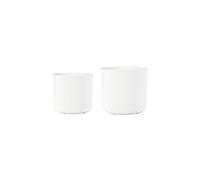 Ivyline Celine Set of Two Recycled Planters in White - UV Stable and Waterproof Artificial Stone Sustainable Flower Pots - Medium D16cm & Large D19cm