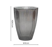 Ivyline Charcoal Ribbed Tall Vase H24.5Cm W18Cm