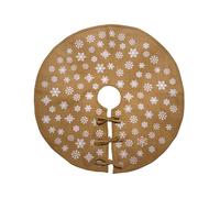 Ivyline Christmas Tree Skirt in Jute with Snowflake Print - Festive Base Cover Holiday Decoration - Seasonal Accessory - D46 cm
