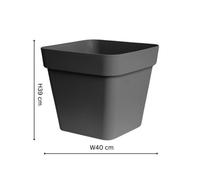 Ivyline Cleo Square Planter D40Cm Anthracite With Wheels