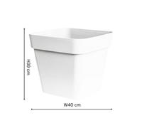 Ivyline Cleo Square Planter D40Cm White With Wheels