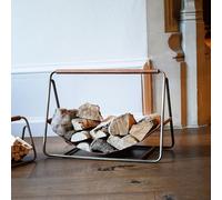 Ivyline Contemporary Antique Brass With Hanging Leather Log Holder